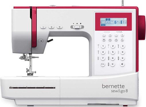 Bernette Sew&GO8 Machine à coudre ordinateur avec 197 programmes de couture, bras libre, écran multifonction, couture, patchwork, matelassage, White