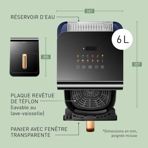 Panasonic NF-CC500SXE AirFryer Friteuse sans huile avec Hublot, 5L, 80-200°C, Minuterie Numérique et écran LCD, Vapeur Douce, 11 Préréglages, Nettoyage Facile, Gris Mat - Image 12