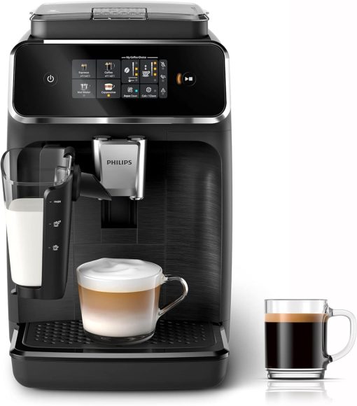 Philips Série 2200 Machine Expresso Automatique - 2 Boissons, Mousseur à Lait Classique, écran Tactile, Broyeur Céramique, Aroma Seal, Noir Mat (EP2220/10) - Image 2