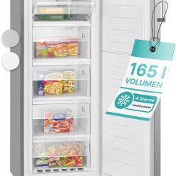Congélateur 165L blanc Bomann GS7317-1-blanc, Volume net : 165 litres, pose libre, éclairage intérieur à LED, Température réglable, silencieux, economique Congélateur 4 étoiles