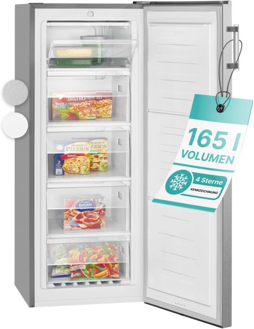Congélateur 165L blanc Bomann GS7317-1-blanc, Volume net : 165 litres, pose libre, éclairage intérieur à LED, Température réglable, silencieux, economique Congélateur 4 étoiles