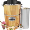 Elite Gourmet EIM916 Sorbetière électrique vintage en bois des Appalaches, 5,7 L, avec manivelle moulée sous pression, préparation de crème glacée avec sel gemme en quelques minutes, pin