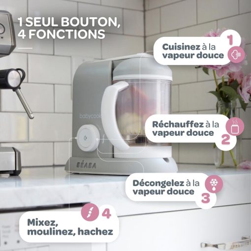 BéABA, Babycook Solo, Robot Bébé 4 en 1 Mixeur-Cuiseur, Cuisson Vapeur, Diversification alimentaire, Petits pots bébé maison, Noir - Image 43