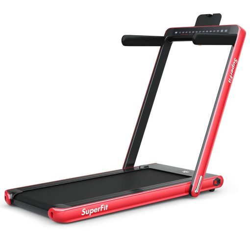 Tapis de Course Pliable 0,75HP Double Affichage LED APP et Télécommande Vitesse Motorisé 12 km/h Surface 40x100cm Rouge - Image 4