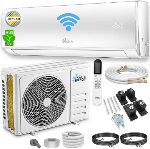 K?ltebringer Climatiseur Split - 18000 BTU (5,1 kW) - Avec fonction chauffage, WiFi et App - très silencieux & économe en énergie - kit complet, 5m conduite de frigorigène, R32, matériel de montage - Image 8