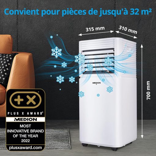 MEDION Smart Climatiseur Mobile P1002 (10000 BTU, 3-en-1, Refroidir, Déshumidification, Ventilation, jusqu'à 34m2, kit de joint de fenêtre, mode sommeil, contr?le Wifi, Télécommande, écran, MD 37733) - Image 18
