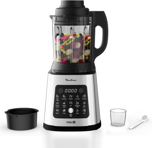 Moulinex Perfectmix Cook blender chauffant à haute vitesse, 10 programmes automatiques, 1400 W, YY5607FG, Noir et Transparent, Métal - Image 3