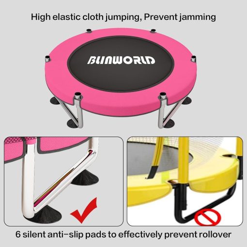 Trampoline pour Enfants, Trampoline réglable pour bébé avec Panier de Basket-Ball, Trampoline intérieur et extérieur de 200 kg avec enclos - Image 31