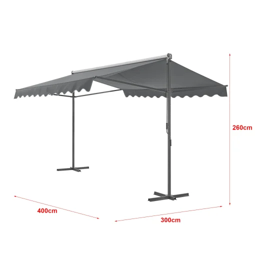 Store banne autoportant à double pente 400 x 300 x 260 cm gris foncé 03_0008294 - Image 2