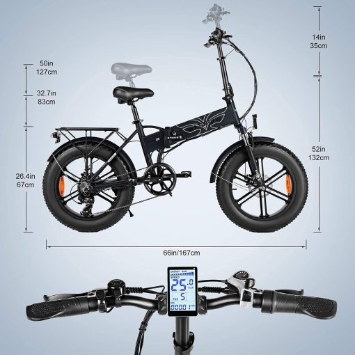 ENGWE EP-2 Pro Vélo électrique Pliable 20 × 4.0 Fat Bike Electrique 7 Vitesses avec Batterie Amovible 48V 13Ah Autonomie 120km Tout-Terrain & VTT & Plage & Neige - Image 17