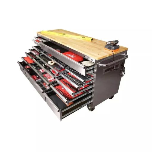 72 po. 18-Tiroir 24 po. D Mobile Workbench avec acier inoxydable en bois massif - Image 6