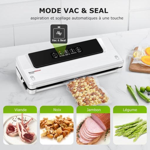 Bonsenkitchen Machine Sous Vide Alimentaire - Appareil de Mise Sous Vide pour La Cuisson Sous Vide et La Conservation des Aliments Frais, Y 40 Compris Les Sacs Sous Vide - Image 10