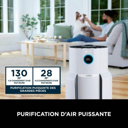 Shark NeverChange jusqu'à 5 ans Purificateur d'air MAX intérieur, Couvre 130m2, Filtre HEPA 5 ans, Capture 99,97% allergènes, Mode automatique, Silencieux, LED, Blanc HP300EU - Image 9
