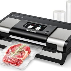 FRESKO Automatic Vacuum Sealer Machine, 140 Watts, Hands-Free Vacuum Machine, Dry/Wet Detection, 2 Roll Bag, Built-in Cutter and Bag Storage (AutoMax V8)