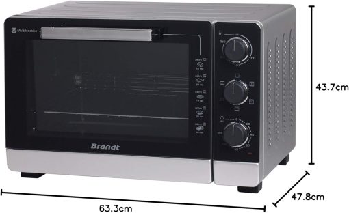 BRANDT FC215MB - Mini four - 21L - Multifonction - 5 positions de cuisson - Porte double vitre - Cavité anti-adhésive - Accessoires : lèchefrites, grille, pince pour récupérer les plats - 1380W - Noir - Image 14