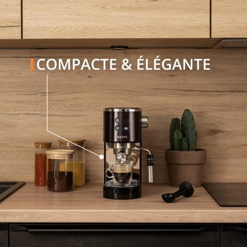 Krups Virtuoso+, Machine expresso, Machine a cafe à pompe, expresso machine a cafe moulu ou dosettes, 15 bars, Inox, Buse vapeur, Espresso et cappuccino, XP444G10 - Image 16