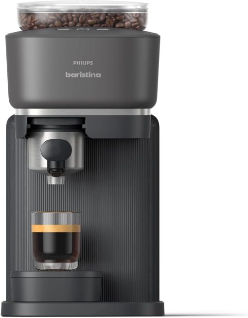 Philips Baristina Machine à expresso - Un véritable expresso, en toute simplicité - Compacte - 16 bars de pression - Broyeur intégré - Machine blanche avec porte-filtre blanc (BAR300/00) - Image 6