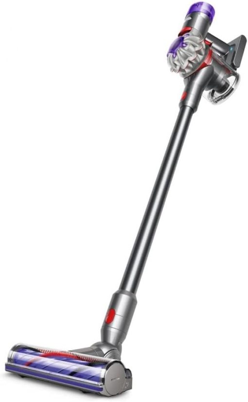 Dyson V8 Advanced? Aspirateur Balai sans Fil – 130 AW, 40 Min d’autonomie, Brosse Motorbar Auto-démêlante, Accessoires combinés, Station Murale, Argent/Nickel