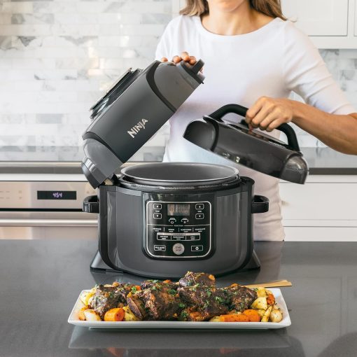 Ninja Foodi MINI 6-en-1 4.7L Multicuiseur, Autocuiseur Multifonction, Friteuse, 6 fonctions de cuisson dont Cuisson lente et Vapeur, 1460W, Gris/Noir OP100EU - Image 22