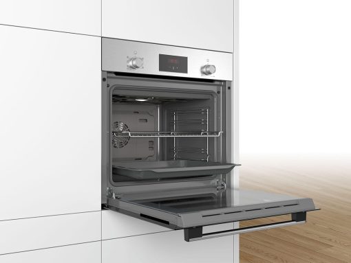 Bosch HBF133BR0 Série 2 - Four encastrable - 60 x 60 cm - Accessoire de nettoyage EcoClean Direct - Cuisson Air chaud 3D sur 3 niveaux en même temps - écran LED - Chauffage rapide - Sécurité enfant - Image 5