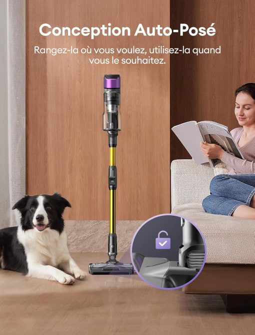 Ultenic U20 Aspirateur Balai sans Fil, 55kPa/60min Aspirateur sans Fil, Technologie GreenEye, Tube Pliable, Brosse de Sol TangleTame, Puissant pour Poils Animaux, Sol Dur et Voiture - Image 10