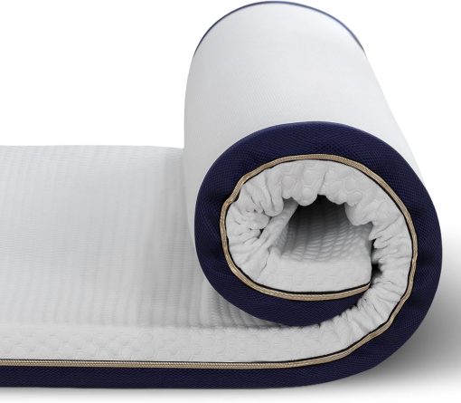 BedStory Mattress Topper 160 x 200 cm, Thickness 10 cm, Memory Foam Mattress Topper 160 x 200 cm Gel Infused Ergonomic Mattress Topper, High Density Ventilation, Hypoallergenic Washable Cover - Image 9