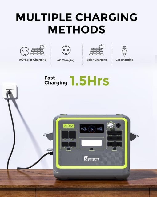 FOSSiBOT F2400 Station électrique portable CA 2400W (4800W Pic), Station Silencieux Solaire 2048Wh LiFePO4, Groupe Générateur électrique Onduleur Alimentation de Secours à Domicile Camping - Image 19