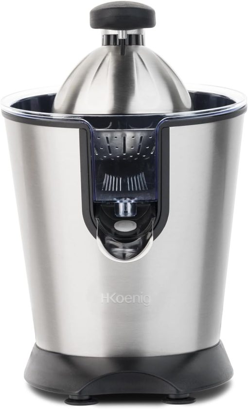 H.Koenig AGR80 160W Professional Electric Citrus Juicer Stainless Steel Lever and Filter Drip Free BPA Free Dishwasher Safe Parts - Image 5