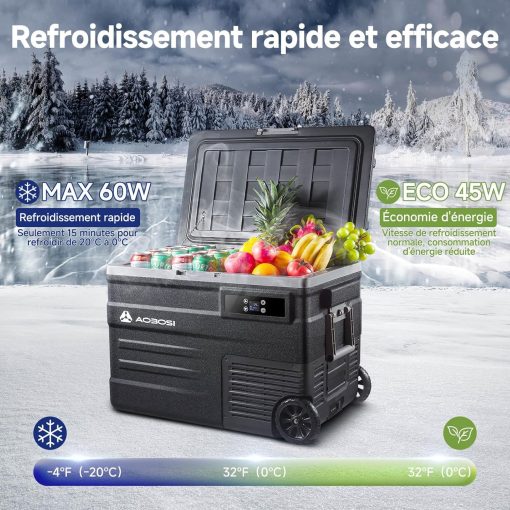 AAOBOSI 45L Glacière à Compresseur, Glaciere électrique -20℃ à 20℃, Frigo Camion APP&Bouton Contr?le, 12/24V DC et 100-240V AC Glaciere Camping Pour Voiture, Camion, Bateau et Prise De Courant - Image 8