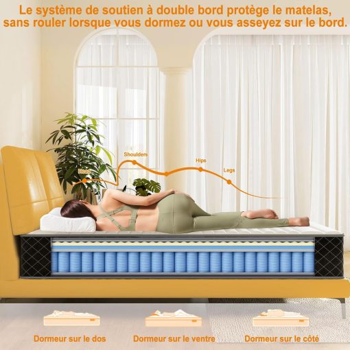 MOLPHIT Oeko-TEX Certified Mattress 90 x 190 cm, Thickness 25 cm, Independent Pocket Sprung Mattress, Adult and Children's Bed Mattress, Single Mattress, Perfect Support, Durable and Quiet - Image 37