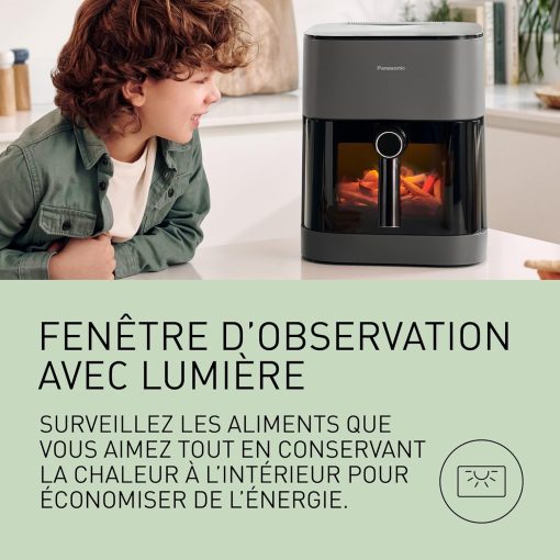 Panasonic NF-CC500SXE AirFryer Friteuse sans huile avec Hublot, 5L, 80-200°C, Minuterie Numérique et écran LCD, Vapeur Douce, 11 Préréglages, Nettoyage Facile, Gris Mat - Image 16