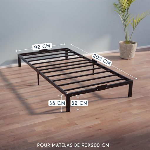 Dreamzie Cadre de Lit 160x200 avec Sommier - Sommier 160x200 avec Pieds - Hauteur de 35 cm - Structure Solide, Assemblage Facile et Espace de Rangement - Image 42