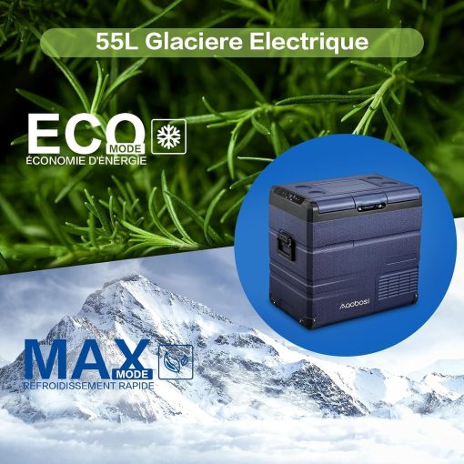AAOBOSI 46 L Glaciere a Compression, Glaciere Electrique Double Zone, 12 V/24 V et 100-240 V Frigo Camping, -20 ℃ à 20 ℃, pour Voiture, Camion, Bateau, Camping-Car - Image 46