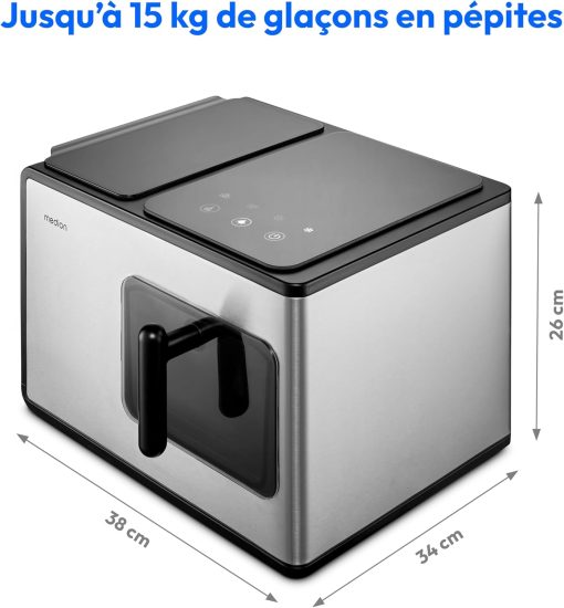 MEDION Ice maker (ice cube size small & large, 2.6 litre water tank, short production time approx. 10 minutes, crystal clear ice cubes, self-cleaning, control window, screen, - Image 13