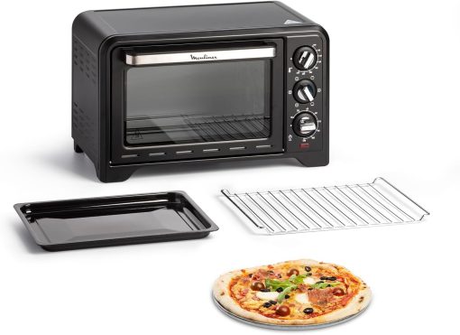 Moulinex Oven, 33 L, Rotating heat, Advanced convection, 6 cooking modes, Thermostat adjustable up to 240°C, Timer 120 min, Reversible grill, Silicone oven mitts, Optimo Black OX464811 - Image 2