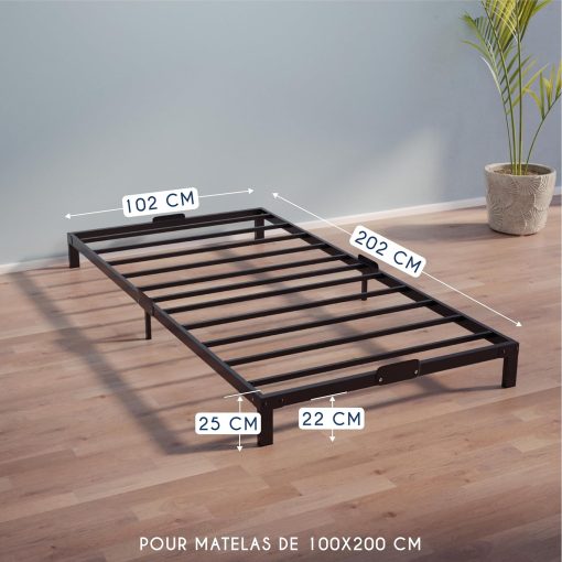 Dreamzie Cadre de Lit 160x200 avec Sommier - Sommier 160x200 avec Pieds - Hauteur de 35 cm - Structure Solide, Assemblage Facile et Espace de Rangement - Image 45