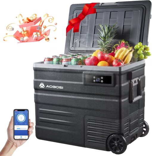 AAOBOSI 45L Glacière à Compresseur, Glaciere électrique -20℃ à 20℃, Frigo Camion APP&Bouton Contr?le, 12/24V DC et 100-240V AC Glaciere Camping Pour Voiture, Camion, Bateau et Prise De Courant - Image 2