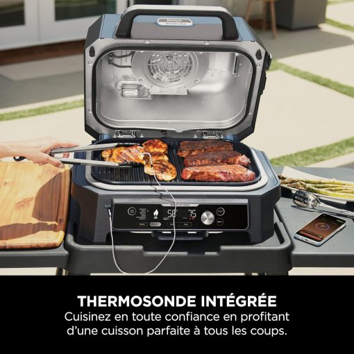 Ninja Woodfire Barbecue électrique et fumoir Pro XL avec thermomètre, barbecue et Air fryer d'extérieur 4-en-1 avec système Smart Cook et granulés Woodfire, portatif, gris/noir, OG850EU - Image 10