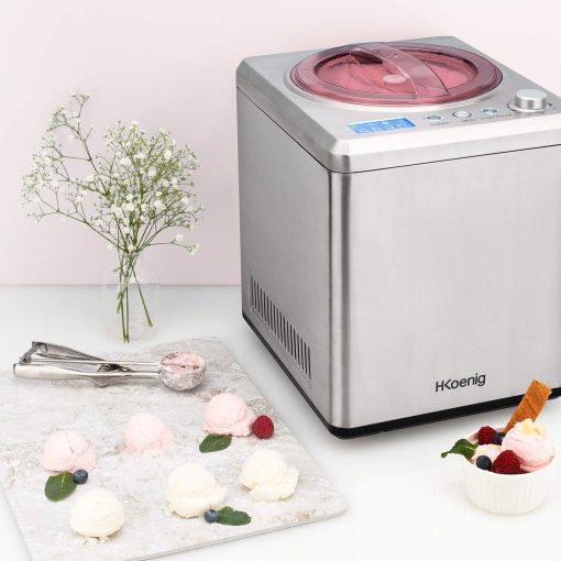 H.Koenig Sorbetière Turbine à Glace Professionnelle HF340, Machine à Glace Electrique 2L, 180 W, Réfrigérante & Maintien du Froid - Sorbet et Crème Glacée - Image 5