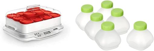 Seb Yogurt Maker 12 Jars, Glass Jars 140 ml, 5 Automatic Programs, BPA-Free, Compact, Homemade Yogurt & XF101001 Delices Box Box 1 L Tray White Yogurt-Cheese with Drainer - Image 3