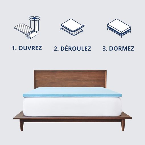 ViscoSoft - Surmatelas 160 x 200 Gel, Surmatelas Rafraichissant Memoire de Forme 5cm, Effet Frais et Relaxant, Housse Bambou Lavable & Amovible, Surmatelas Gel Confort Moelleux (160 x 200 x 5 cm) - Image 4