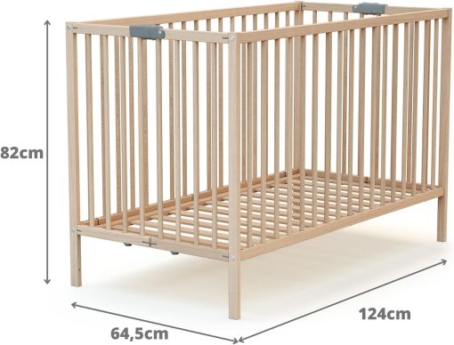 WEBABY - Lit bébé pliant 60x120cm Blanc | Bois massif | Dès la naissance |Confort de sommeil | Sommier à lattes | Compact | Transportable | Pliable |Gain de place | Lit de voyage - Image 13