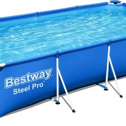 Bestway Steel Pro Frame Piscine carrée sans pompe en acier Bleu 400 x 211 x 81 cm bleu 56405