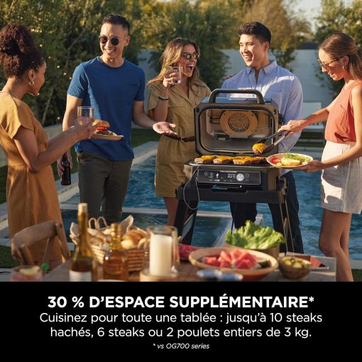 Ninja Woodfire Barbecue électrique et fumoir Pro XL avec thermomètre, barbecue et Air fryer d'extérieur 4-en-1 avec système Smart Cook et granulés Woodfire, portatif, gris/noir, OG850EU - Image 12