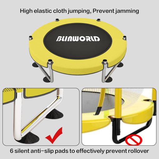 Trampoline pour Enfants, Trampoline réglable pour bébé avec Panier de Basket-Ball, Trampoline intérieur et extérieur de 200 kg avec enclos - Image 15
