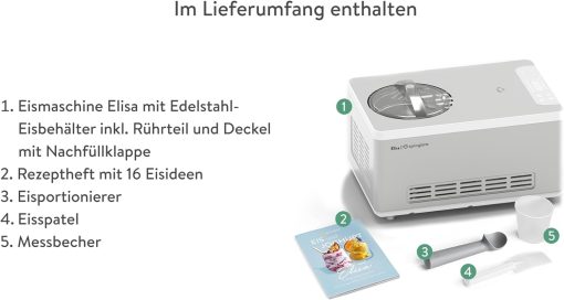 SPRINGLANE Sorbetière et yaourtière Elisa 2,0 L avec compresseur auto-refroidissant 180 W (Argent, avec accessoires) - Image 6