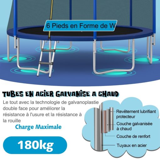 Trampoline d'Extérieur ?366 cm Trampoline avec Panier de Basket Filet de Protection Trampoline pour Enfants et Adultes - Image 10