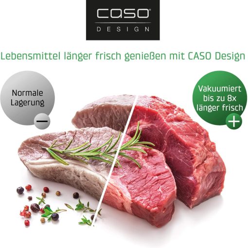 CASO VC200 - Appareil de mise sous vide, fra?cheur 8x plus longue, double soudure, épaisseur de vide réglable, avec bo?te à film, cutter, 2 rouleaux de film professionnel, flexible - Image 10