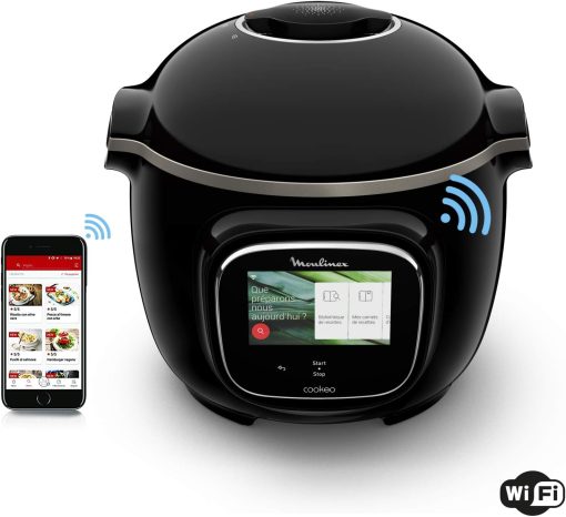 Moulinex Cookeo Touch Wifi, Multicuiseur intelligent avec écran tactile, Recettes via Wifi, Compatible Extra Crisp Air Fryer, Inclus Moule à gateau 18 cm, YY5297FB - Image 2