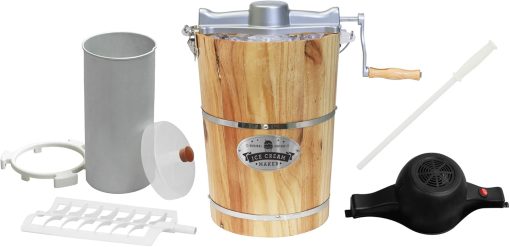 Elite Gourmet EIM916 Sorbetière électrique vintage en bois des Appalaches, 5,7 L, avec manivelle moulée sous pression, préparation de crème glacée avec sel gemme en quelques minutes, pin - Image 5